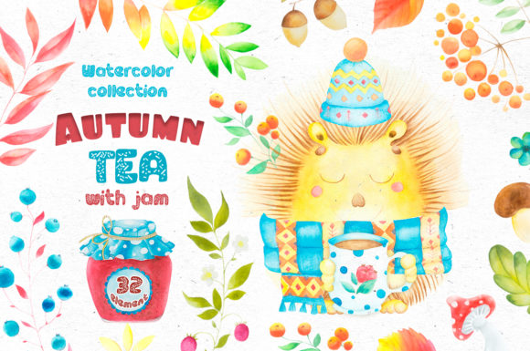 Autumn Tea Hedgehog: Cozy Illustrations for Blogs