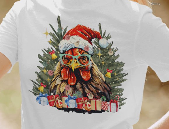 Cute Christmas Chickens: Graphics for T-Shirt Designs