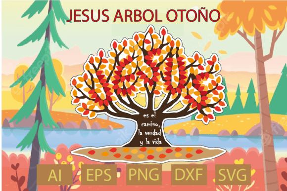 Jesús Árbol Otoño: A Seasonal T-Shirt Designs Asset